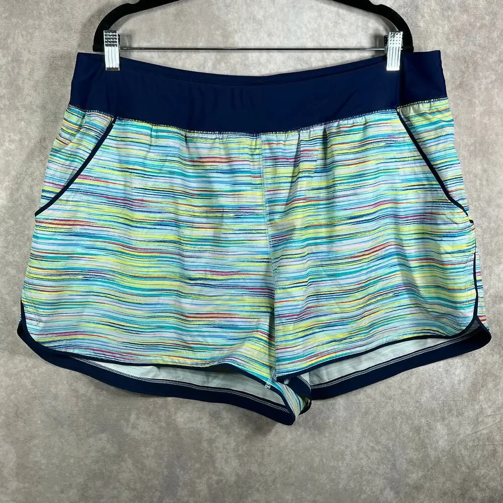 Lands' End Quick Dry Thigh-Minimizer Swim Board Short Women 22W Multicolor Lined